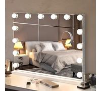 Bayt Specchio Trucco con luci LED - Specchio Hollywood Bianco 50x40 cm con 14 Lampadine Dimmerabili, 3 Tonalità di Luce (calda, fredda, naturale), Touch Screen & Specchietto Ingranditore 10x