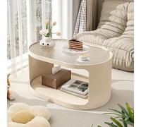 BAYTEWJX Small Oval Coffee Table Modern White Coffee Table Set Glass Coffee Tables with Storage Space for Living Room Office Small Space Apartment.