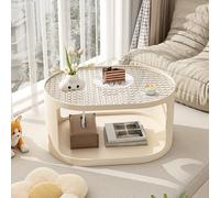 BAYTEWJX Small Oval Coffee Table Modern White Coffee Table Set Glass Coffee Tables with Storage Space for Living Room Office Small Space Apartment.
