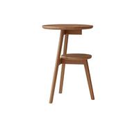 BAYTEWJX Wooden Coffee Table Round Wooden Side Table Modern Double Layer Round Table Easy to Assemble Accent End Table with Storage Space for Apartment Bedroom Farmhouse Office Living Room.