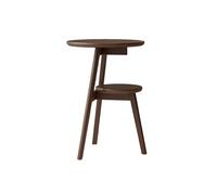 BAYTEWJX Wooden Coffee Table Round Wooden Side Table Modern Double Layer Round Table Easy to Assemble Accent End Table with Storage Space for Apartment Bedroom Farmhouse Office Living Room.