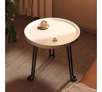 BAYTEWJX Wooden Round Coffee Table Small Secorative Side Table Round Wooden End Table Sofa Side Table with Wrought Iron Legs Easy to Assemble for Small Space Home Office Bedroom Home.