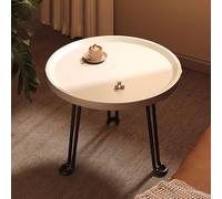 BAYTEWJX Wooden Round Coffee Table Small Secorative Side Table Round Wooden End Table Sofa Side Table with Wrought Iron Legs Easy to Assemble for Small Space Home Office Bedroom Home.