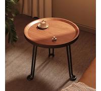 BAYTEWJX Wooden Round Coffee Table Small Secorative Side Table Round Wooden End Table Sofa Side Table with Wrought Iron Legs Easy to Assemble for Small Space Home Office Bedroom Home.