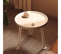 BAYTEWJX Wooden Round Coffee Table Small Secorative Side Table Round Wooden End Table Sofa Side Table with Wrought Iron Legs Easy to Assemble for Small Space Home Office Bedroom Home.