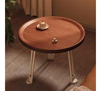 BAYTEWJX Wooden Round Coffee Table Small Secorative Side Table Round Wooden End Table Sofa Side Table with Wrought Iron Legs Easy to Assemble for Small Space Home Office Bedroom Home.