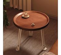 BAYTEWJX Wooden Round Coffee Table Small Secorative Side Table Round Wooden End Table Sofa Side Table with Wrought Iron Legs Easy to Assemble for Small Space Home Office Bedroom Home.