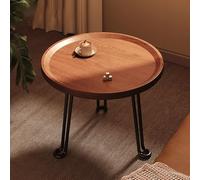 BAYTEWJX Wooden Round Coffee Table Small Secorative Side Table Round Wooden End Table Sofa Side Table with Wrought Iron Legs Easy to Assemble for Small Space Home Office Bedroom Home.