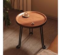 BAYTEWJX Wooden Round Coffee Table Small Secorative Side Table Round Wooden End Table Sofa Side Table with Wrought Iron Legs Easy to Assemble for Small Space Home Office Bedroom Home.