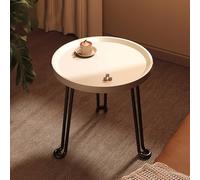 BAYTEWJX Wooden Round Coffee Table Small Secorative Side Table Round Wooden End Table Sofa Side Table with Wrought Iron Legs Easy to Assemble for Small Space Home Office Bedroom Home.