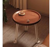 BAYTEWJX Wooden Round Coffee Table Small Secorative Side Table Round Wooden End Table Sofa Side Table with Wrought Iron Legs Easy to Assemble for Small Space Home Office Bedroom Home.