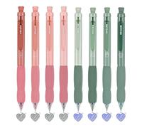 BAYTORY 8 Penne Cancellabili, Penna Cancellabile, Penne Gel, Penne a Scatto, Penne Punta Fine, 4 Inchiostro Blu E 4 Nero, Punta Fine Da 0,5 mm, Con Gomma Carina, Scrittura Liscia (Verde & Rosa)