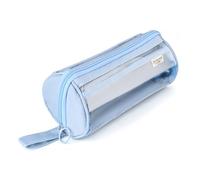 BAYTORY Astuccio trasparente, grande capacità, astuccio trasparente per cancelleria, impermeabile, con 8 scomparti, custodia per penne con manico, per trucchi, viaggi, scuola e ufficio, Blu, Estetico