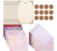 BAYTORY Set di 44 articoli di cancelleria per scrivere, carta e buste, set di cancelleria a righe estetiche, kit per lettere d'amore, 20 fogli di carta + 12 buste