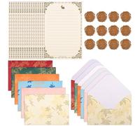 BAYTORY Set di 44 articoli di cancelleria per scrivere, carta e buste, set di cancelleria a righe estetiche, kit per lettere d'amore, 20 fogli di carta + 12 buste (fogli)