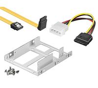 baytronic Set di Montaggio Doppio Telaio di Montaggio per Hard Disk/SSD da 2,5" su Adattatore da 3,5" con Cavo SATA da 30 cm ruotato e Adattatore SATA a 4 Pin