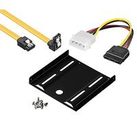 baytronic Set di Montaggio per Hard Disk/SSD da 2,5" su Adattatore da 3,5", con Cavo SATA da 50 cm ruotato e Adattatore SATA a 4 Pin