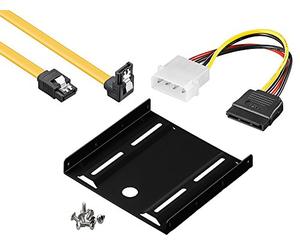 baytronic Set di Montaggio per Hard Disk/SSD da 2,5" su Adattatore da 3,5", con Cavo SATA da 50 cm ruotato e Adattatore SATA a 4 Pin