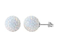 BAYUEBA Orecchini a perno da donna in argento Sterling 925 con sfera da discoteca rotonda e opale, 6/8/10/12 mm, 12mm, Cristallo, Non pietra preziosa