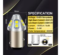 BAZ15D P21/4W LED Ferma Freno di Parcheggio Backup Inverso Della Luce 10-60V