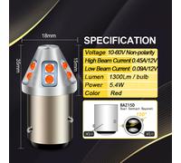 BAZ15D P21/4W LED Ferma Freno di Parcheggio Backup Inverso Della Luce 10-60V