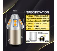 BAZ15D P21/4W LED Ferma Freno di Parcheggio Backup Inverso Della Luce 10-60V