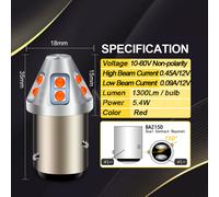 BAZ15D P21/4W LED Ferma Freno di Parcheggio Backup Inverso Della Luce 10-60V