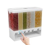 Bazargame Distributore per cereali da cucina, 6 griglie, dispenser per cereali, distributore di cereali, da parete, in plastica