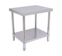 Bazargame Tavolo da lavoro in acciaio inox a 2 piani per la preparazione della cucina, tavolo da lavoro commerciale Heavy Duty Food Prep, in acciaio inox, portata 400 kg (76 x 60 x 80 cm)