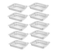 BAZEITFLOW 10 Pezzi Teglie Rettangolari in Stagnola Spessa per Cottura e Servizio Resistenti Alte Temperature per Forno Frigorifero Barbecue per Pesce e Crostacei Contenitori Pratici per