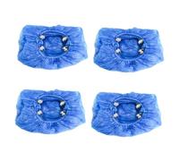 BAZEITFLOW 100 Pezzi Copriscarpe Monouso Plastica Resistente Blu Antiscivolo Traspirante con T-Button per Ambienti Hotel Compatibili con Dispenser Automatico Copri Calzari