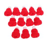 BAZEITFLOW 12 Mini Cappelli Natalizi in Maglia per Decorazioni Penne Bottiglie e Bambole Accessori Natale per Feste e Laboratori Creativi