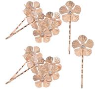 BAZEITFLOW 12 Pezzi 12 Mini Fermagli per Chioma a Forma di Fiore in Lega Dorata Strass, Piccole Mollette Decorative per Acconciature da Sposa e Damigella, Accessori Eleganti per Feste e