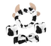 BAZEITFLOW 1set Fasce Per Lavaggio Viso Donna Di Fasce Regolabili Con Stampa Macchie Di Mucca Accessori Per Makeup e Spa Morbide e Antiscivolo