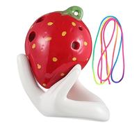 BAZEITFLOW 1set Ocarina Strumento Musicale Forma Di Fragola Con Include Supporto Con Corda e Partitura Per Insegnare Musica Ai Ragazzo Ragazza e Principianti