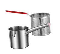 BAZEITFLOW 1set Pentole per Frittura Acciaio Inossidabile con Cestino Fritto per Frittura Casalinga e Cucine Induzione Facile da Usare e