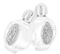 BAZEITFLOW 2 Bottiglie D’acqua Santa in Vetro Copertura di Sicurezza, Decorazioni per Battesimo e Matrimonio, Bottiglie Portatili Leggere per Acquasantiera da Casa, Motivo Stile Casuale