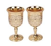 BAZEITFLOW 2 pezzi Calice da Vino Retrò in Metallo Dorato Bicchieri Eleganti per Party e Decorazione Casa Design Creativo e Leggero Stile Vintage Raffinato