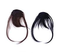 BAZEITFLOW 2 pezzi Clip Frangia Frontale Naturale Nero Extension Sottili e Leggere per Donna Accessori Comfort Quotidiano e Festa Cosplay