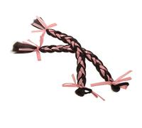 BAZEITFLOW 2 pezzi Estensioni Capelli Donna Coda Cavallo Treccia con Fiocco Rosa e Marrone Scuro Parrucche Intrecciate per Feste e Uso Quotidiano Accessorio Capelli Chic e Versatile