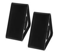 BAZEITFLOW 2 pezzi Microfono Logo Flag Triangolari Nero Abs Supporto Microfono Tavolo per Interviste Tv Stand per Conferenze e Presentazioni Leggeri e Facili Installare