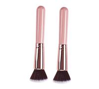 BAZEITFLOW 2 pezzi Pennelli Fondotinta Multipurpose con Setole Resistenti Spazzole Cosmetiche Compatte e Portatili per Trucco Casa e Professionale Manico Rosa Elegante
