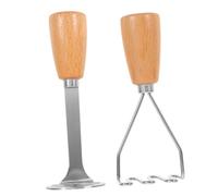 BAZEITFLOW 2 pezzi Schiacciapatate Manuale in Acciaio con Manico in Legno Versatile per Verdure e Alimenti per Facile da e Resistente