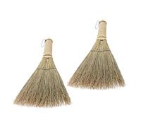 BAZEITFLOW 2 Pezzi Scopa Piccola in Paglia Intrecciata Manico Corto per Pulizia Scrivanie Tavoli Auto e Soggiorno Leggera e Maneggevole per Uso Quotidiano Multiplo