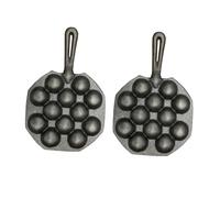 BAZEITFLOW 2 Pezzi Stampo per Polpette in Ghisa Antiscivolo Teglia Antiaderente per Takoyaki e Polpo Resistente e Uniforme per Cucina