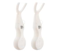 BAZEITFLOW 2 Pezzi Strumenti Riutilizzabili per Pulizia Orale 2 Pezzi Manico Porta in Plastica Bianca, Bastoncini Stuzzicadenti Ergonomici per Igiene Quotidiana Adatti a Tutta la Famiglia