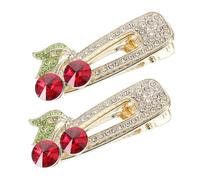 BAZEITFLOW 2pezzi Cherry Hair Clip with Rhinestones Stylish Korean Side Clip for Women Versatile Hair Accessories for Various Hairstyles and Occasions