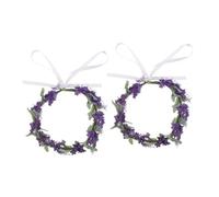 BAZEITFLOW 2pezzi Ghirlanda Di Fiori Lavanda Elegante Copricapo Per Matrimonio e Feste Accessorio Romantico Per Foto Spiaggia e Vacanze