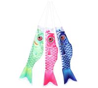 BAZEITFLOW 3 Pezzi Bandierine Koi Giapponesi Decorazione da Resistente Intemperie Colorata per Patio e Esterni Prosperità e Fortuna