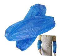 BAZEITFLOW 300 Pezzi Manicotti Usa e Getta in Plastica Trasparente Blu Impermeabili Protettivi Antigoccia e Antigrasso con Elastico per Braccia Adatti per Cucina Pulizia Campeggio e